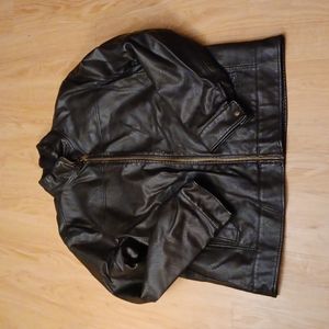 Dockers Vegan Faux Brown Leather Jacket Size XL